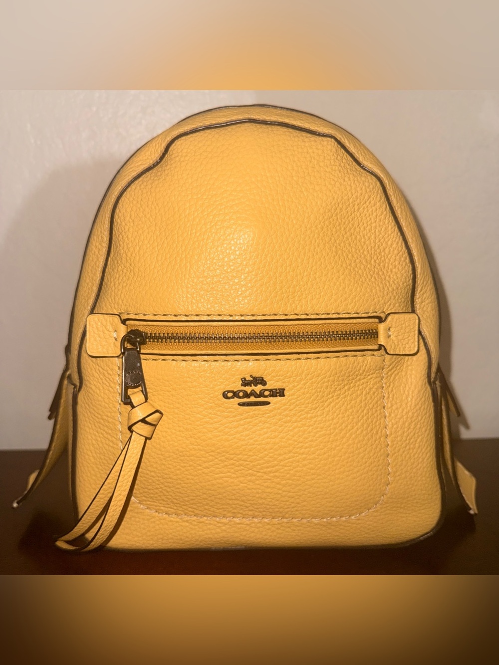 Coach Yellow Pebbled Leather Andi Mini Backpack - Convertible